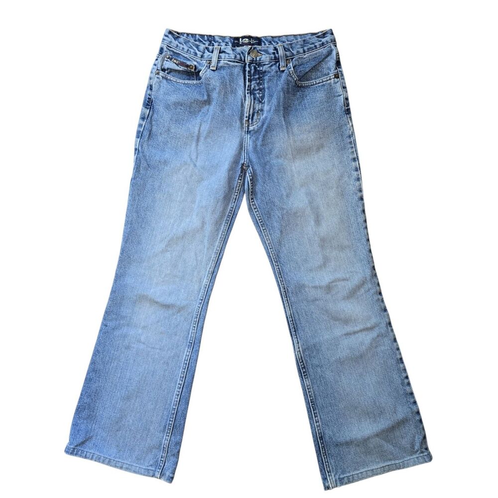 VTG LEI Low Mid Rise Bootcut Flare Jeans Light Wash Denim Womens Size 11 Y2K